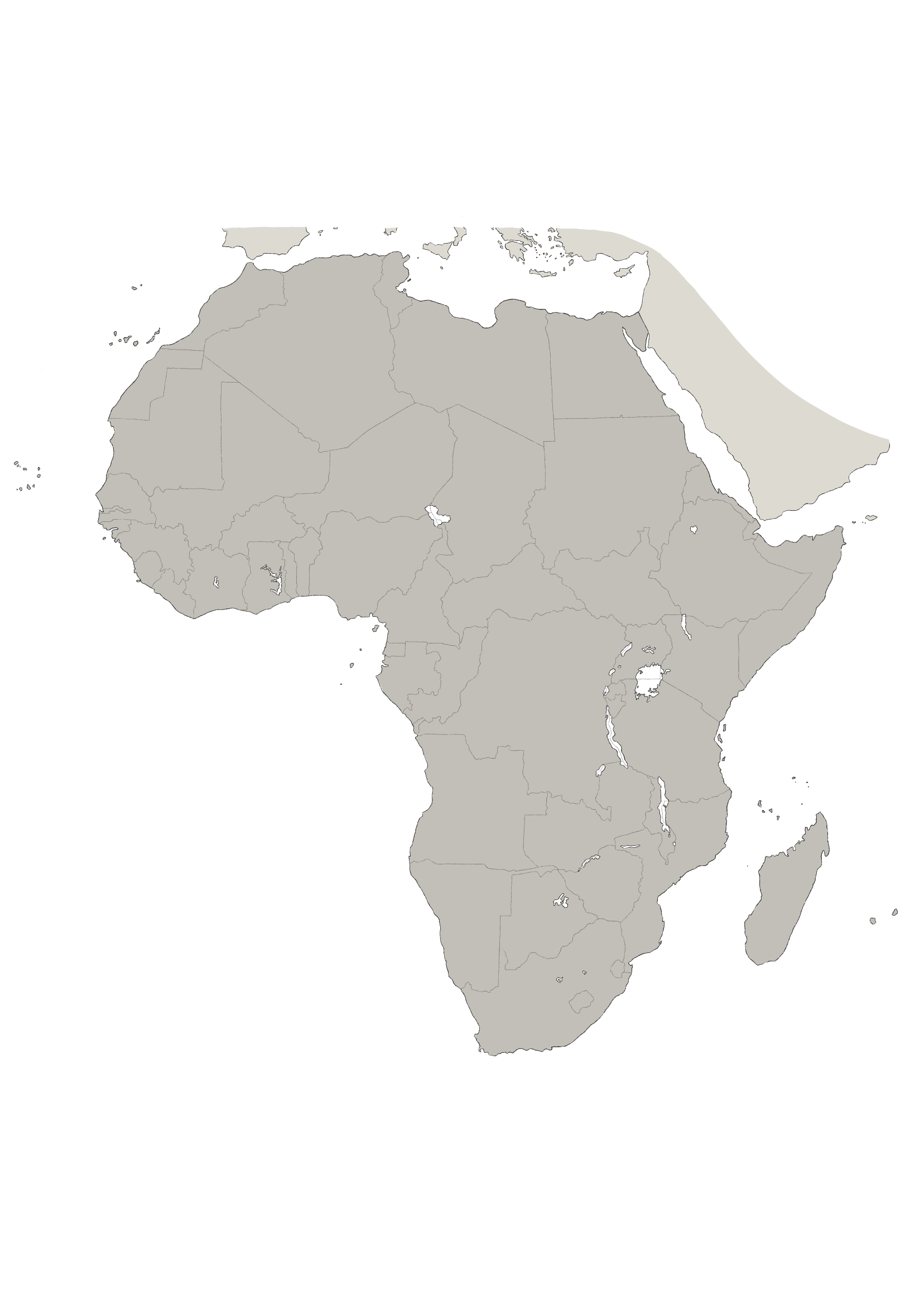 Map of Africa and adjacent regions
